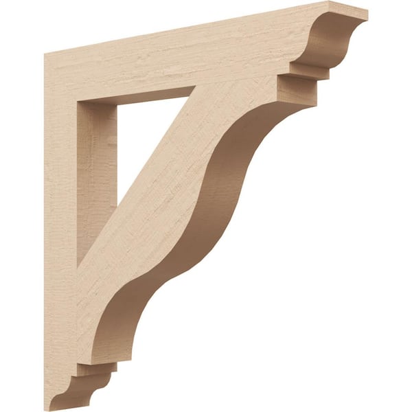 Ekena Millwork 3.5 in. x 24 in. x 24 in. Funston Traditional Rough Cedar Woodgrain Timberthane Polyurethane Bracket, Primed Tan