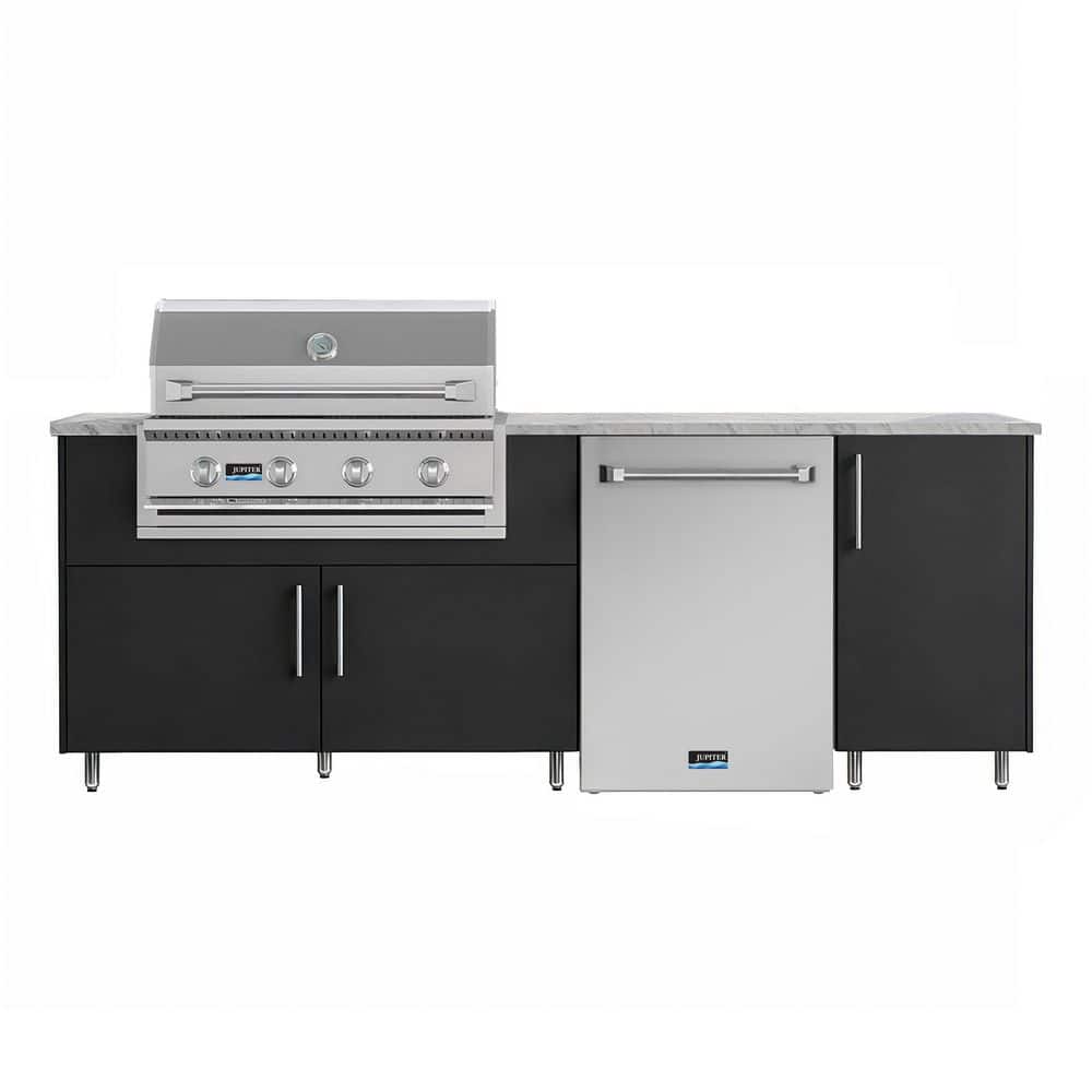 Sundown 90.5 in. W 4-Burner Propane Grill Island in Stainless Steel Miami Pitch Black with Refrigerator price history on PriceWatchPro