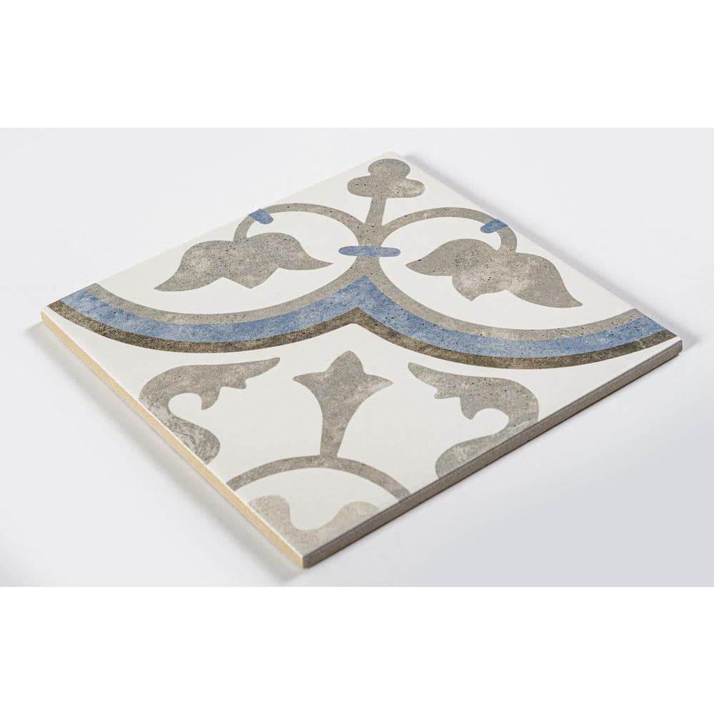 Blue and Gray Glazed Porcelain 8" x 8" Tile