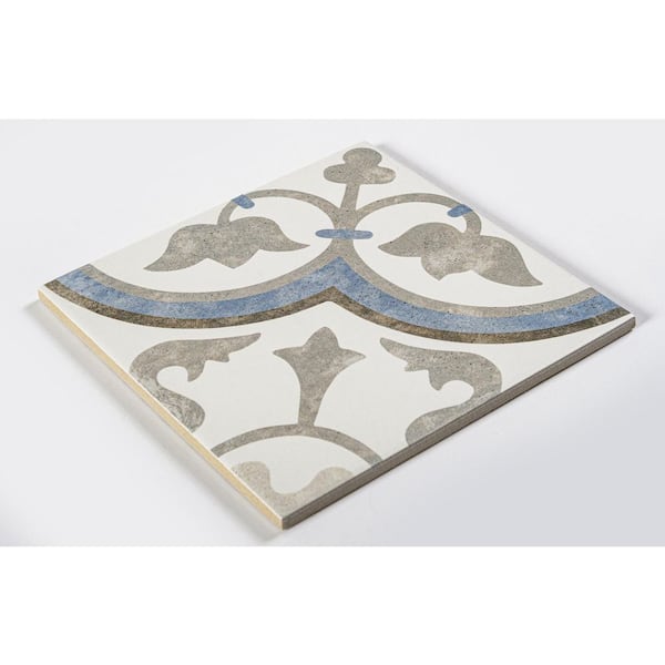 Luv Passion Black/White/Blue/Gray 8 in. x 8 in. Smooth Matte Porcelain Floor and Wall Tile Sample