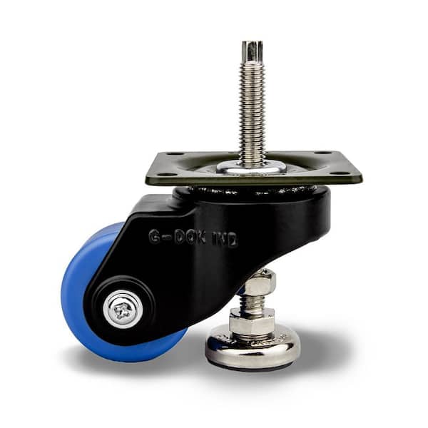 GDH 2 in. MC Nylon Swivel Flat Black Plate Mounted Extended Leveling Caster with 330 lb. Load Rating