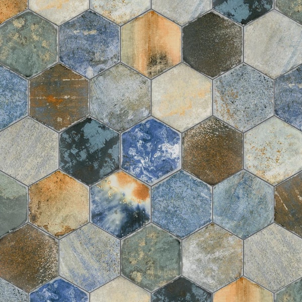 Merola Tile Dorne Hex Mix 8-5/8 in. x 9-7/8 in. Porcelain Floor and Wall Tile (11.5 sq. ft./Case)