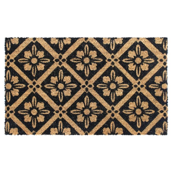 RugSmith Black Mandala 18 in. x 30 in. Doormat DM9262 - The Home Depot