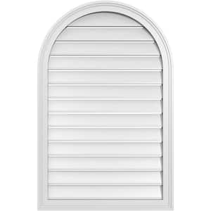 26 in. x 40 in. Round Top White PVC Paintable Gable Louver Vent Functional