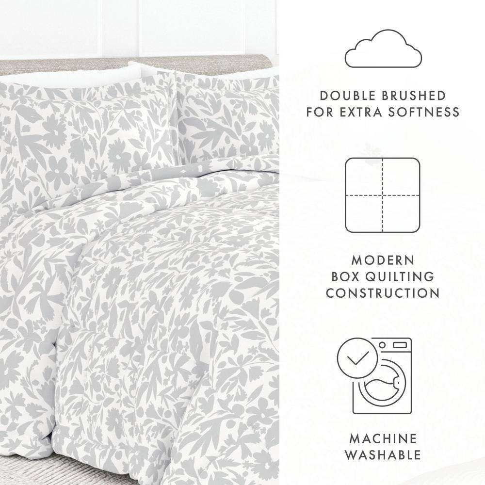 Twin Light Gray Microfiber Down Alternative Reversible Bedspread Set