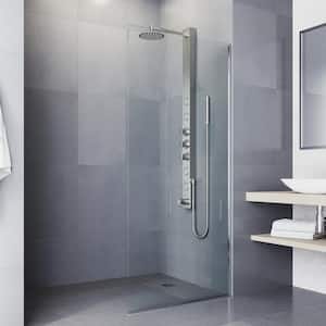 Bowery 58 in. H x 4 in. W 4-Jet Shower Panel System with Round Head, Tub Filler and Hand Shower Wand in Stainless Steel