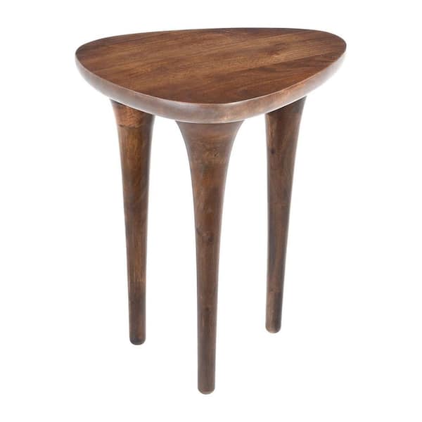 17.7 in. W x 21.7 in. H Walnut Finish Triangle Shape Wood Top End Table