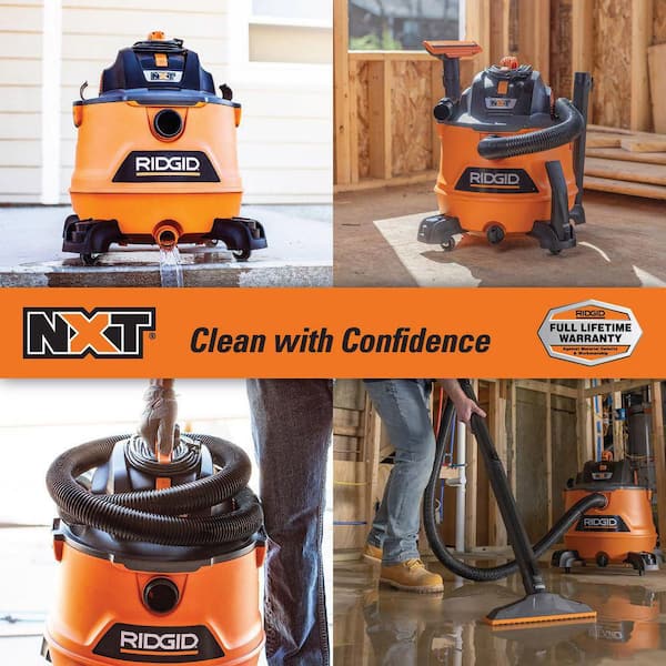 RIDGID - 14 Gal. 6.0 Peak HP NXT Shop Vacuum HD1400 Wet Dry Vac with Fine Dust Filter, Locking Hose, Wands and Attachments