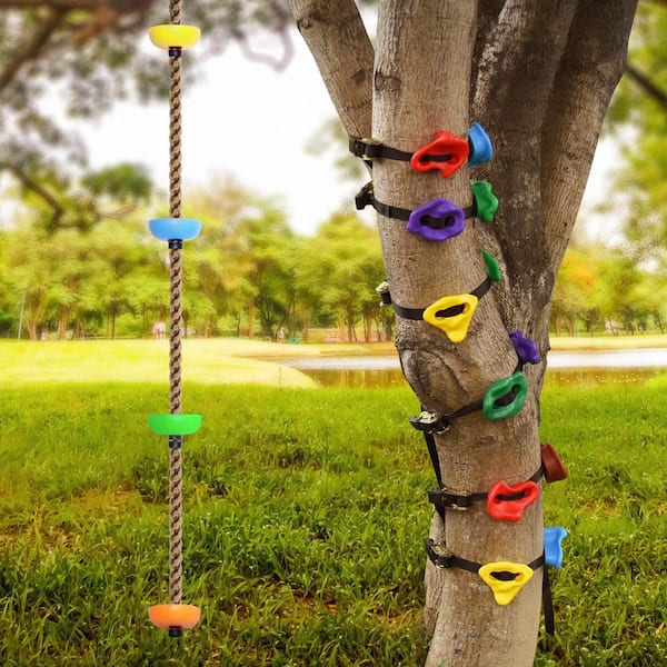 12-Pack Ninja Tree Climbing Holds with Swing, 230 lb. Capacity