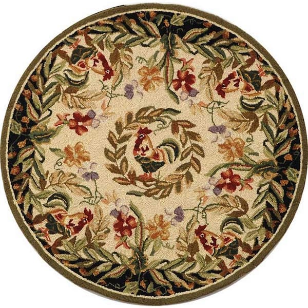 SAFAVIEH Chelsea Cream/Black 3 ft. x 3 ft. Round Border Area Rug