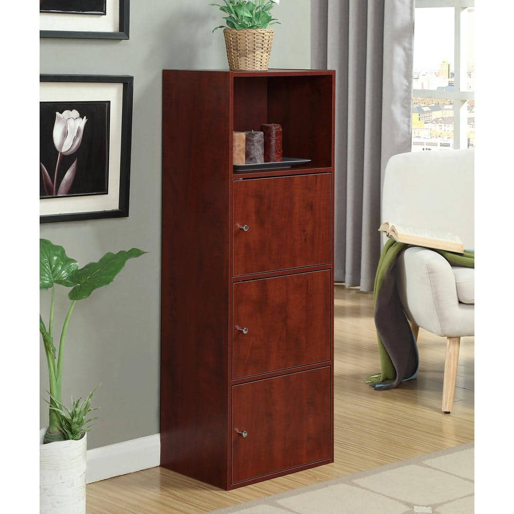 Cherry Adjustable Shelving Office Storage Cabinet with Chrome Knobs