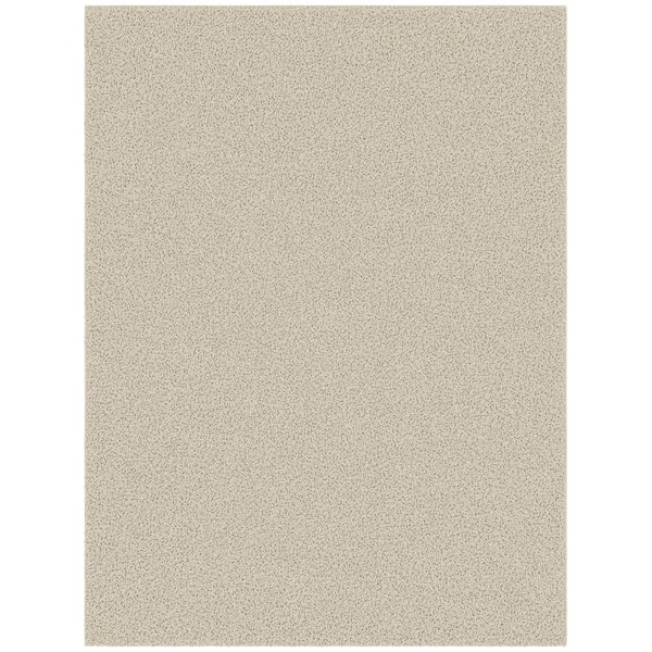 Ottomanson Pure Fuzzy Flokati Collection Non-Slip Rubberback Solid Soft Cream 5 ft. x 7 ft. Indoor Area Rug