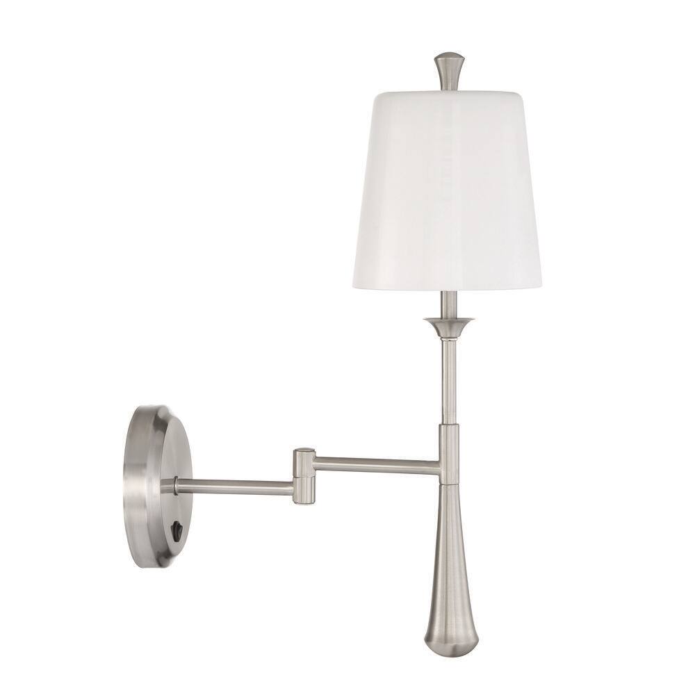 Palmer Brushed Nickel Swing Arm Sconce with Frosted Opal Shade