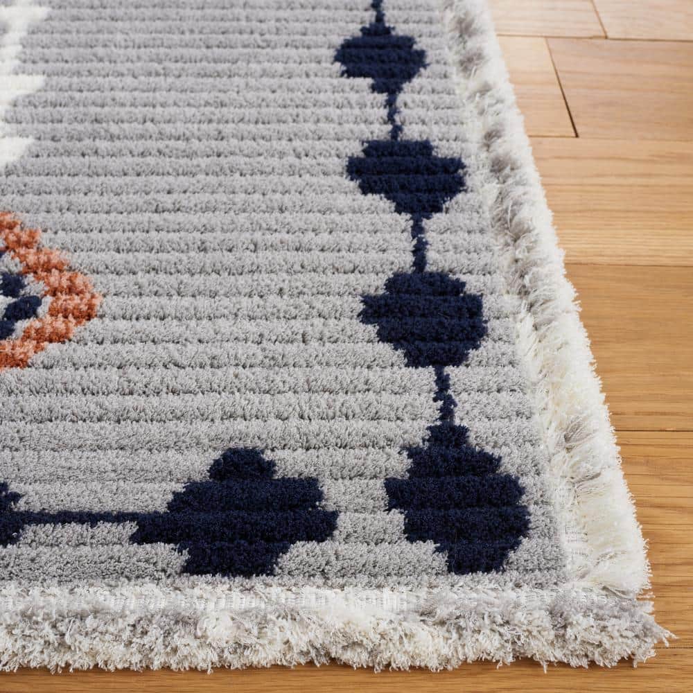 Marrakesh Gray and Blue Rust Synthetic 4' x 6' Area Rug