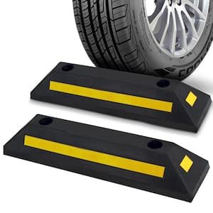 Vehicle Wheel Stop - Car and Truck Parking Curb Tire Stop, Heavy Duty Rubber Parking Tire Block (Set of 2)
