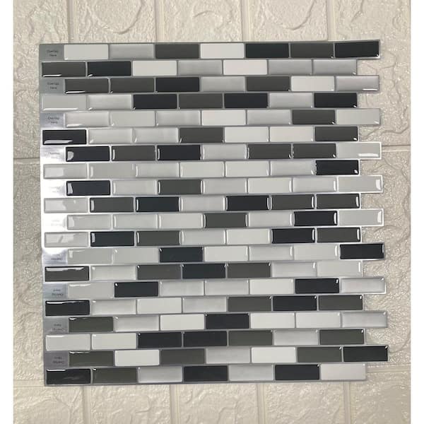 Art3dwallpanels 12 in. x 12 in. Vinyl Peel and Stick Tile New Version Warm  White with Gray Grout for Kitchen Backsplash (8.2 sq.ft./Box) A17hd003WG -  The Home Depot