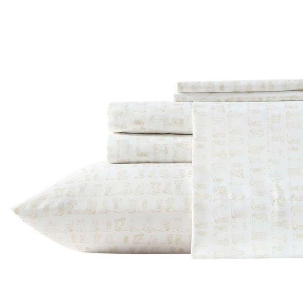 Line Dance 4-Piece Sand Beige Microfiber Full Sheet Set