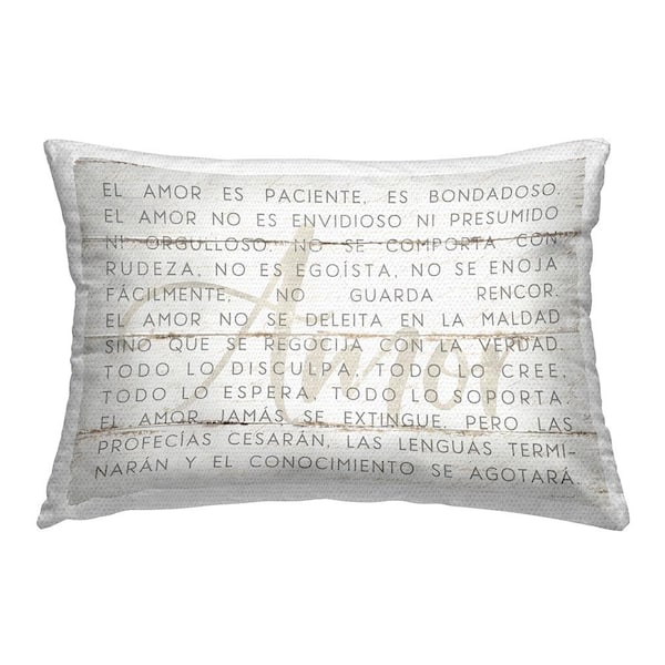 Love is. Inspirational Off-White Rectangular Outdoor Throw Pillows