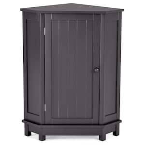17.5 in. W x 17.5 in. D x 31.4 in. H Black Brown Bathroom Triangle Corner Linen Cabinet with Adjustable Shelves