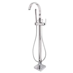 Lura Single-Handle Freestanding Tube Faucet with Hand Shower in Polished Chrome