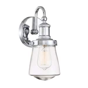 Taylor 5.25 in. 1-Light Chrome Modern Industrial Wall Sconce with Clear Glass Shade