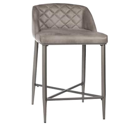 Phoenix 25.75 in. Pewter Non-Swivel Counter Stool (Set of 2)