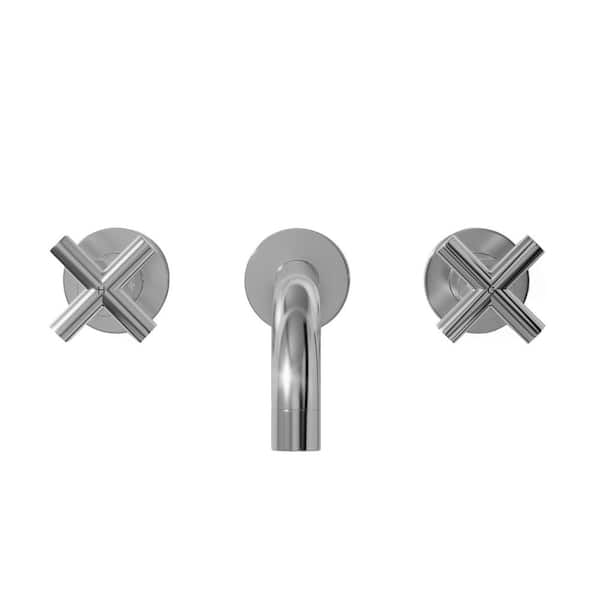 Commander Wall Mount 2-Handle Bathroom Faucet in Polished Chrome with Cross Handles Commander Wall Mount 2-Handle Bathroom Faucet in Polished Chrome with Cross Handles