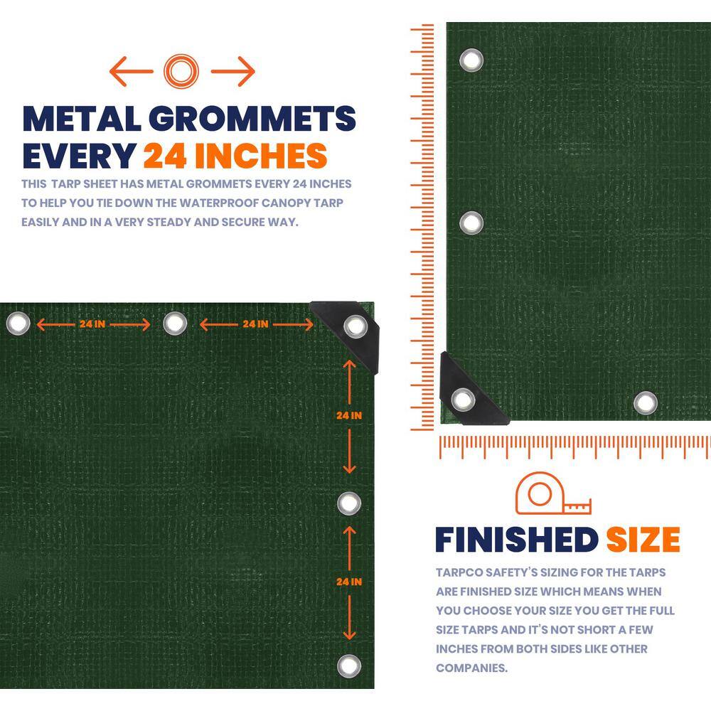 Heavy Duty Green and Black Polyethylene Tarp with Aluminum Grommets