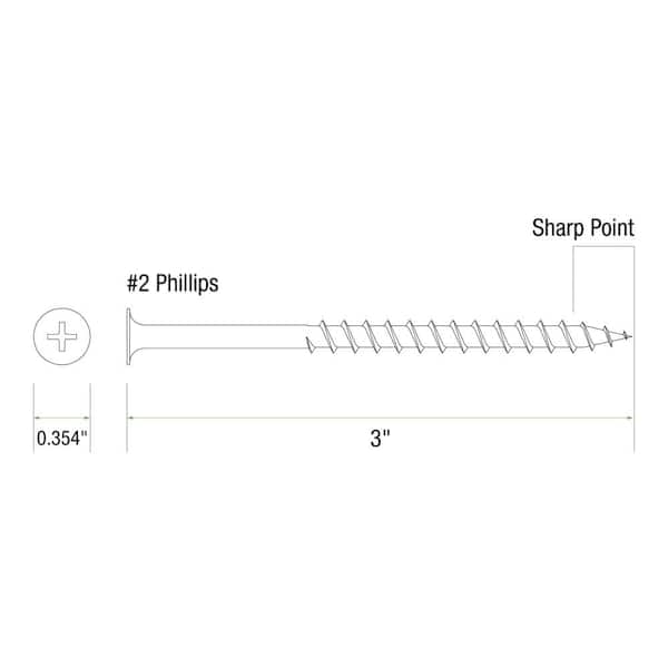 Grip-Rite - #9 x 3 in. #2 Phillips Bugle Head Coarse Thread Sharp Point Coated Exterior Wood Deck Screw 1 lb. Box