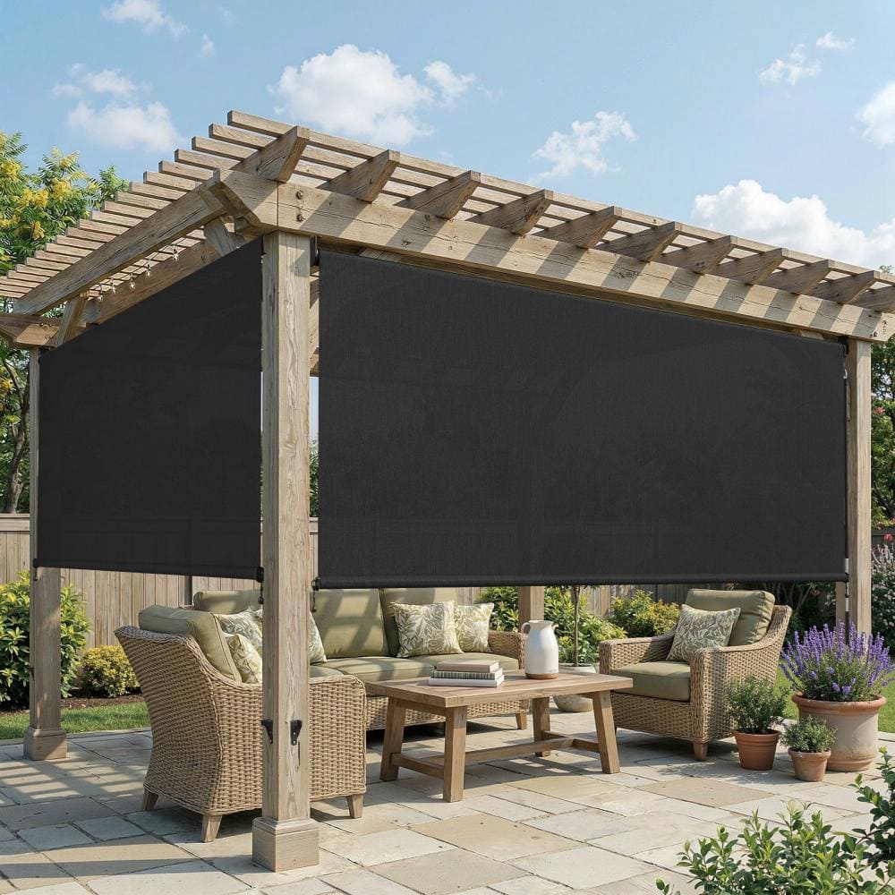 10 ft. x 8 ft. Graphite Outdoor Roller Shade with Hand Crank, 95% UV Block Privacy Sun Shade for Patio and Pergola price history on PriceWatchPro