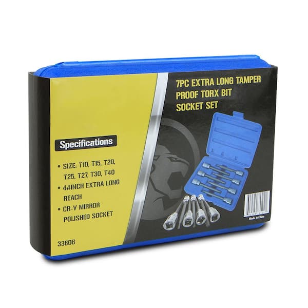 3/8 in. Drive Extra Long Torx Star Bit Socket Set w/Carrier (7-Piece)