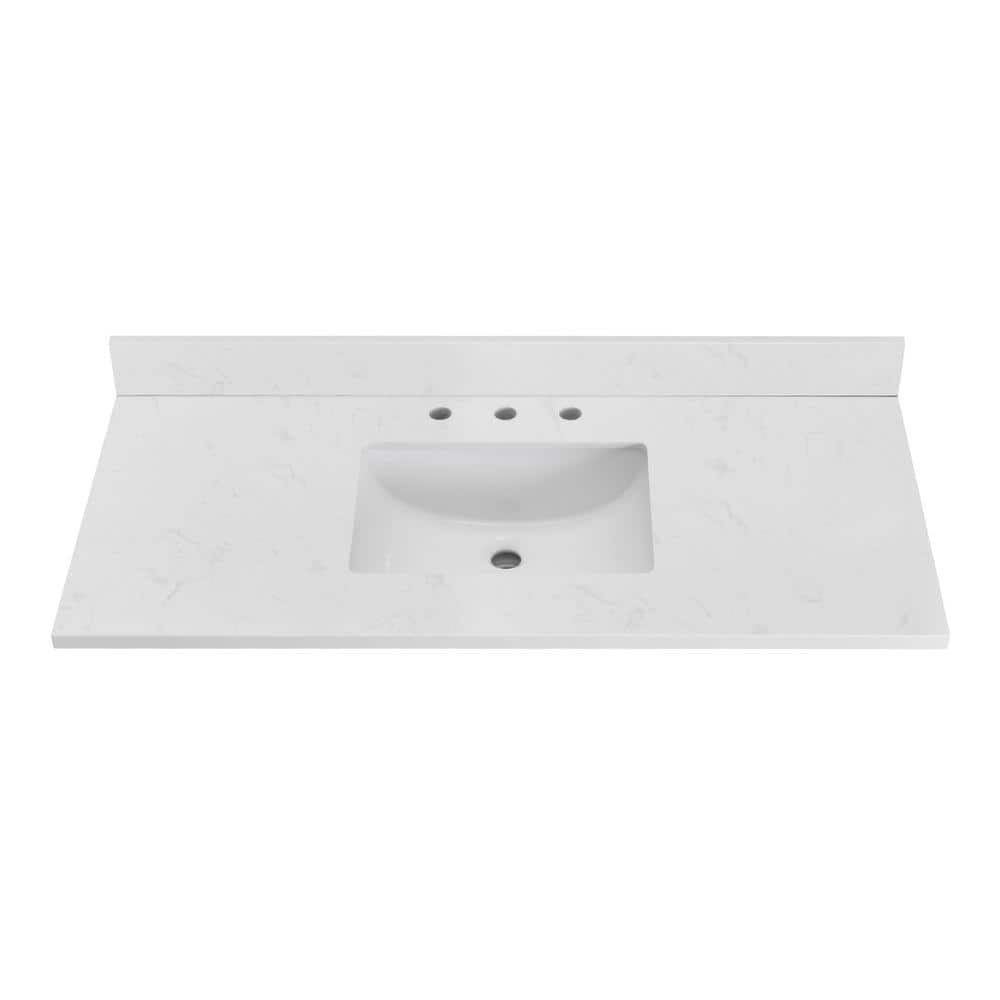 48" White Engineered Stone Vanity Top with Center Sink