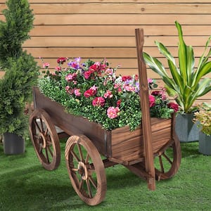 29.5 in. W x 12 in. D Wagon Shape Wood Plant Raised Bed, Flower Display