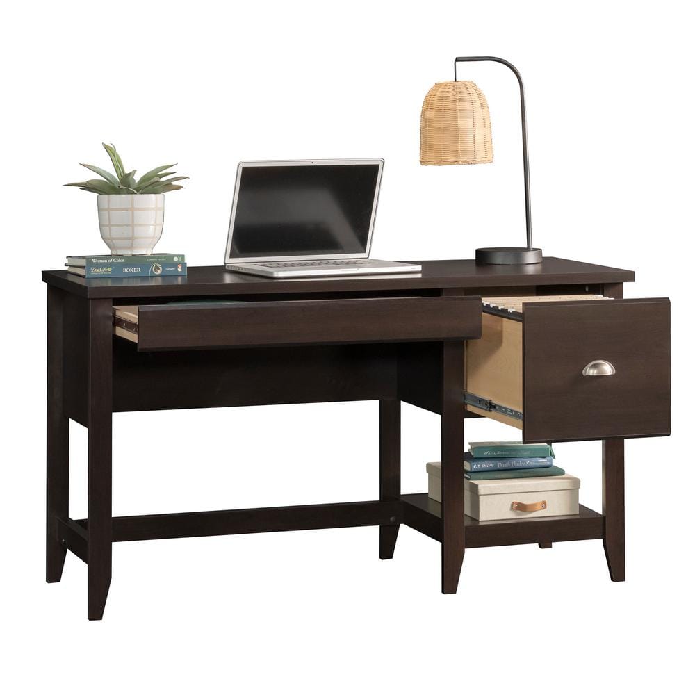 Cinnamon Cherry Wood Desk with Drawer and Filing Cabinet