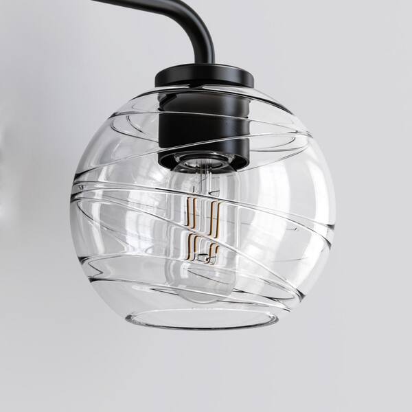 YANSUN 3-Light Black Finish with Glass Empire Chandelier