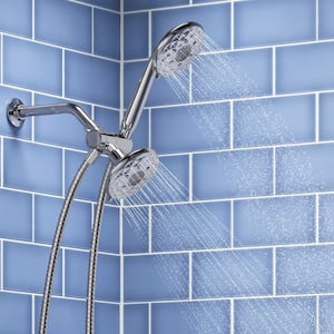 Rosewood 6-Spray Patterns 1.75 GPM 4.93 in. Wall Mount Dual Shower Heads in Polished Chrome