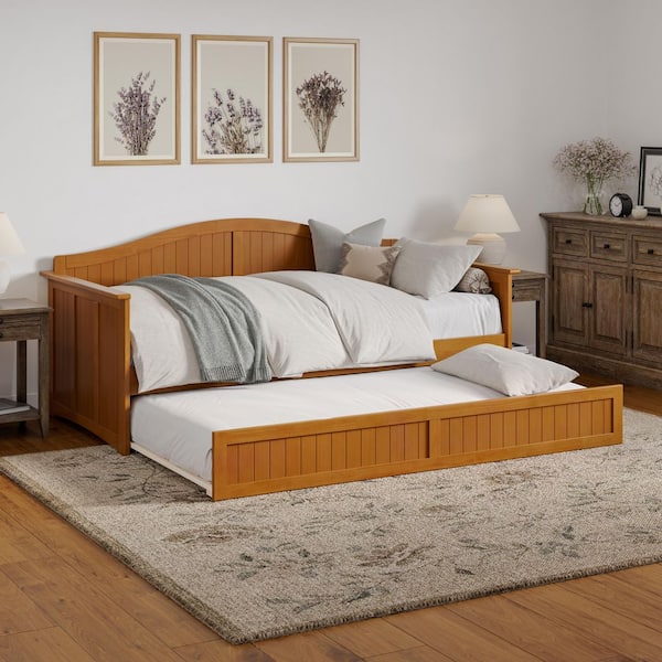 Nantucket Light Toffee Natural Bronze Twin Solid Wood Daybed with Twin Trundle