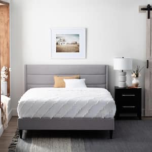 Amelia Upholstered Stone Twin Bed with Horizontal Channels