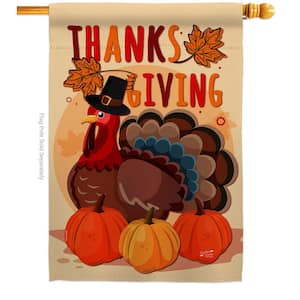 28 in. x 40 in. Thanksgiving Turkey Fall House Flag Double-Sided Decorative Vertical Flags