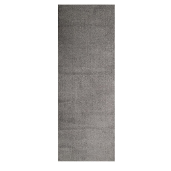 Euro Solid Grey 32 in. Width x Your Choice Length Custom Size Runner Rug