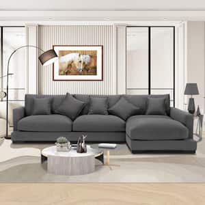 85.8 in. Square Arm 2-piece L Shaped Fabric Sectional Sofa in Gray