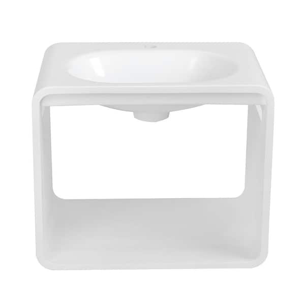 Streamline 23.6 in. W x 15.7 in. D x 19.7 in. H Vanity in Glossy White with Solid Surface Resin Top in White with White Basin