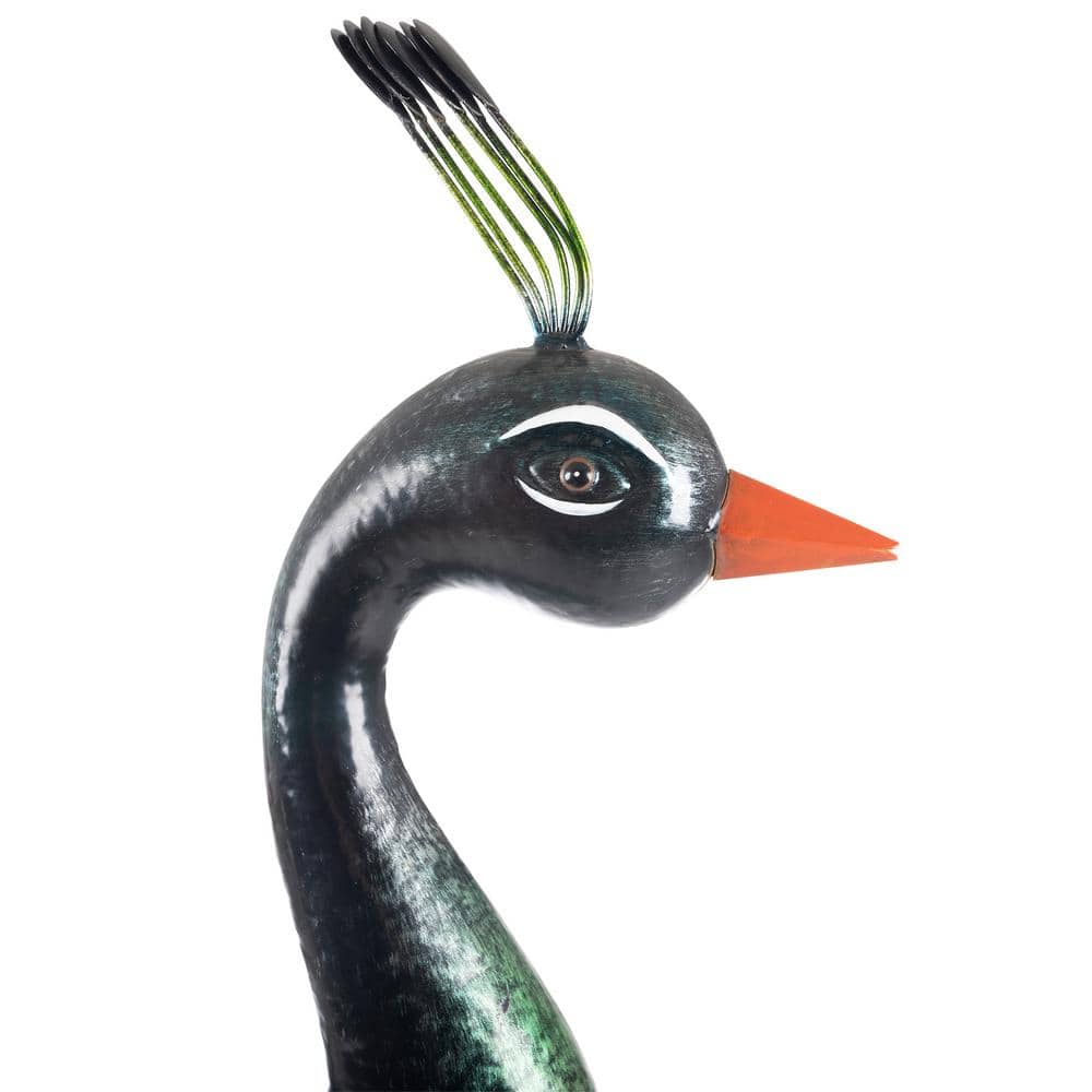 Blue and Multicolor Metal Peacock Garden Statue