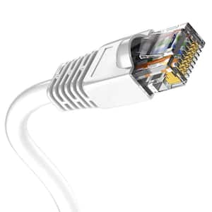 50 ft. White CMR Cat 5e 350 MHz 24 AWG Solid Bare Copper Ethernet Network Wire- RJ45 Plug Heat Resistant