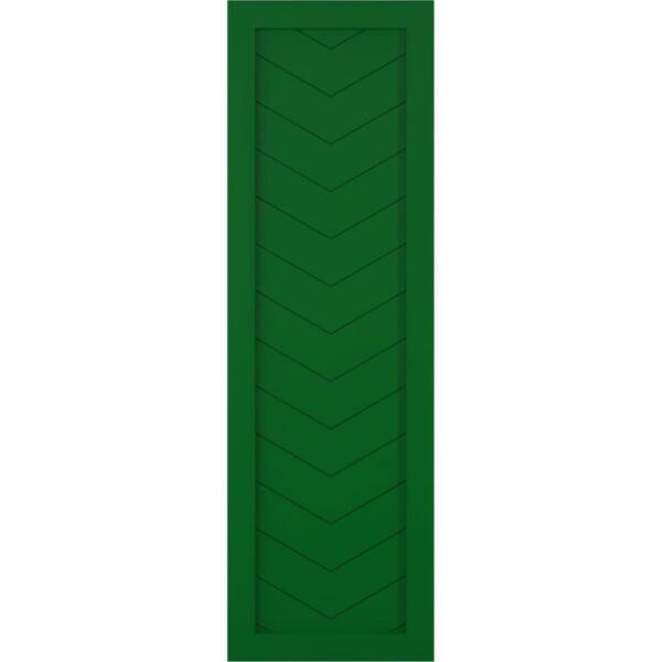 Ekena Millwork 12 in. x 47 in. PVC Single Panel Chevron Fixed Mount Board and Batten Shutters in Viridian Green (Per Pair)