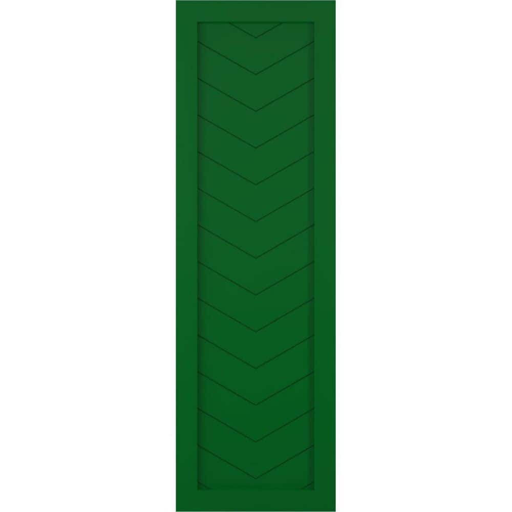 15 in. x 49 in. PVC Single Panel Chevron Modern Style Fixed Mount Board and Batten Shutters in Viridian Green price history on PriceWatchPro