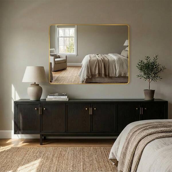 Nivorix Lira 48 in. W x 36 in. H Tempered Glass Brushed Gold Rectangular Framed Wall Bathroom Vanity Mirror NRSM-4836GD - The Home Depot Nivorix Lira 48 in. W x 36 in. H Tempered Glass Brushed Gold Rectangular Framed Wall Bathroom Vanity Mirror NRSM-4836GD - The Home Depot