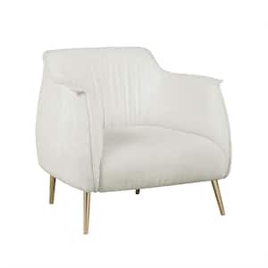 Coriana White Boucle Fabric Arm Chair
