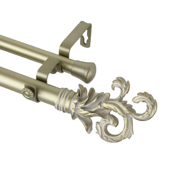 Rod Desyne Plume 160 in. - 240 in. Adjustable 1 in. Dia Double Curtain Rod in Gold