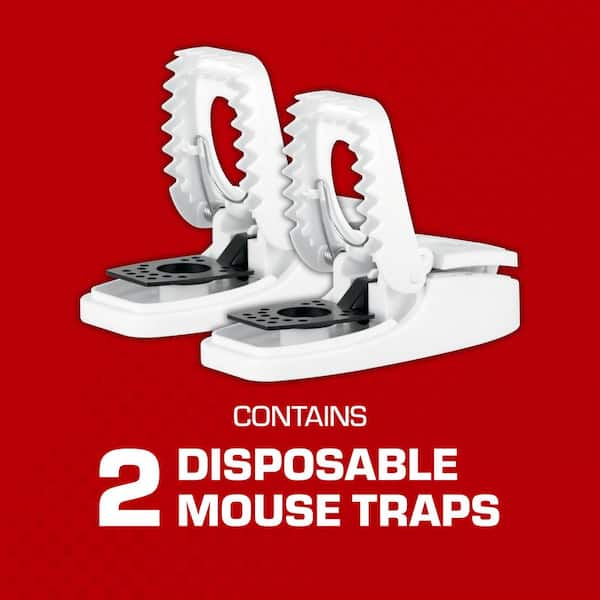 Press 'N Set Mouse Trap, Plastic, Spring-Loaded Mouse Killer with Grab Tab, Indoor or Outdoor Use (Two 2-Packs)